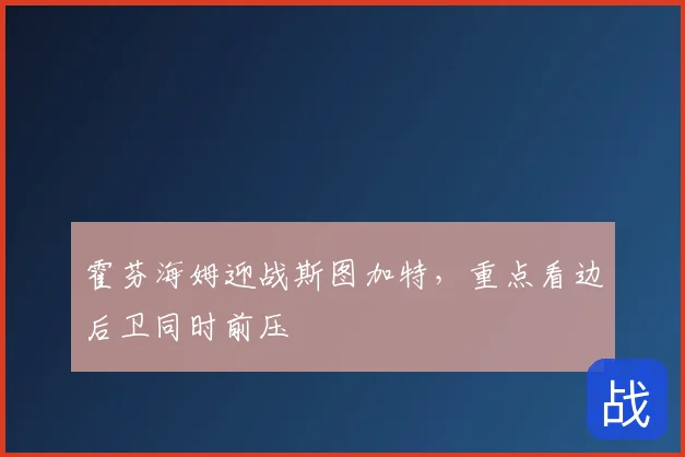 霍芬海姆迎战斯图加特，重点看边后卫同时前压